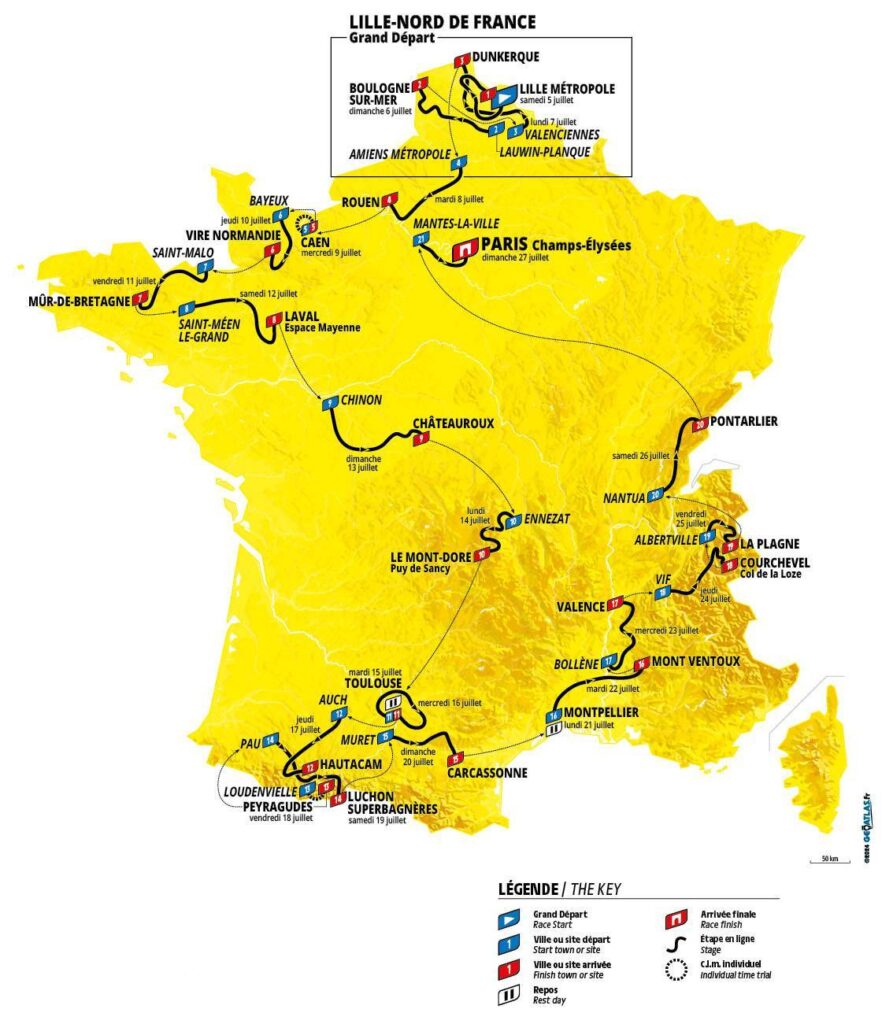 Mapa del Tour de Francia 2025